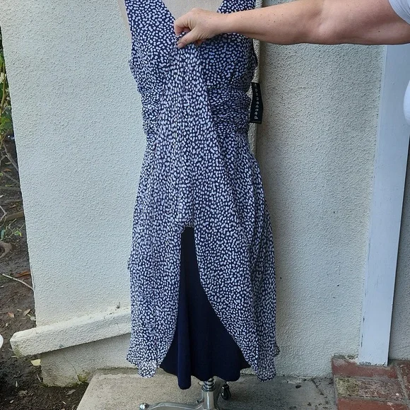 Connected Navy/ White Polka-Dot Dress - Size 12 - Picture 8 of 11